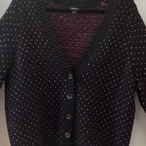 Torrid Black Cardigan with Pink Heart Details